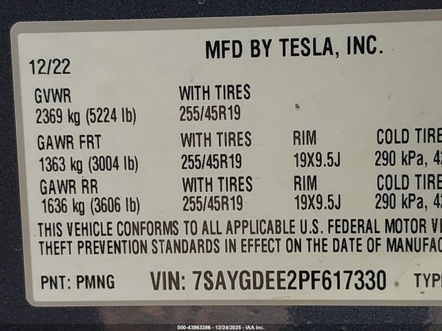 2023 TESLA MODEL Y 7SAYGDEE2PF617330 Photo 8