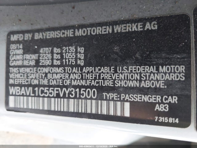 2015 BMW X1 WBAVL1C55FVY31500 Photo 8