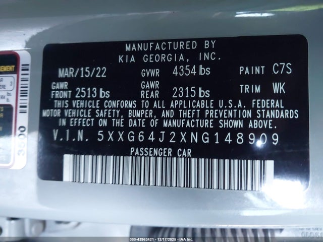 5XXG64J2XNG148909 KIA K5 Gt-line