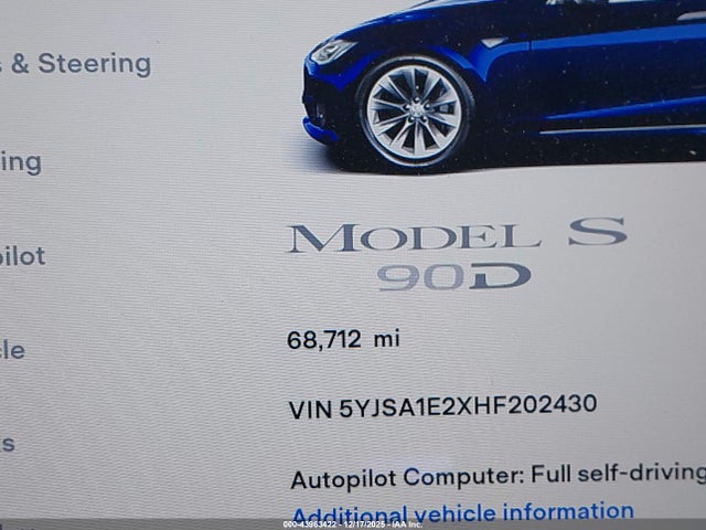 Tesla Model S 100d/60d/75d/90d/p100d 2017 5YJSA1E2XHF202430 Image 16