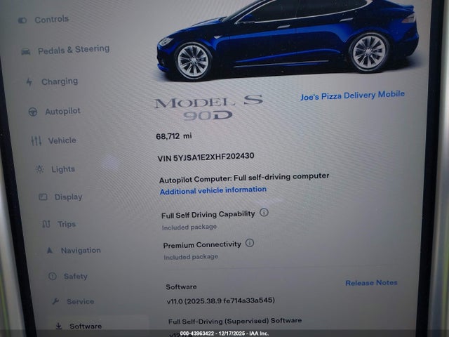 2017 TESLA MODEL S 5YJSA1E2XHF202430 Photo 6