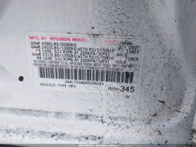 2008 MITSUBISHI OUTLANDER JA4LT21W08Z006224 Photo 8