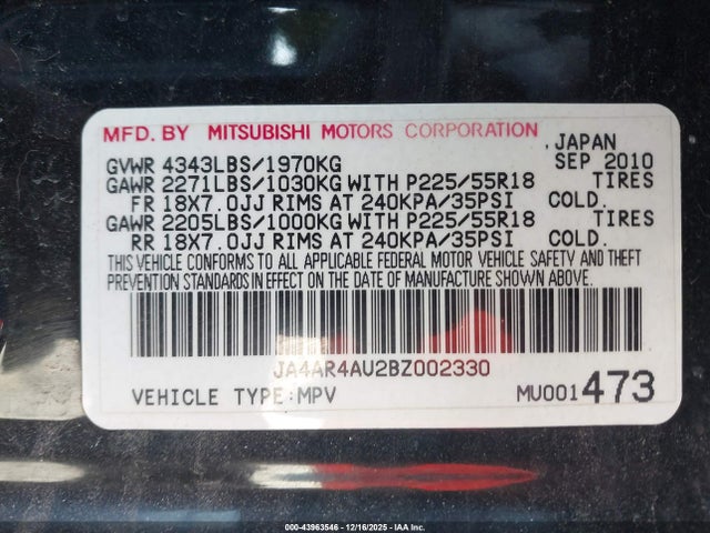 2011 MITSUBISHI OUTLANDER SPORT JA4AR4AU2BZ002330 Photo 8