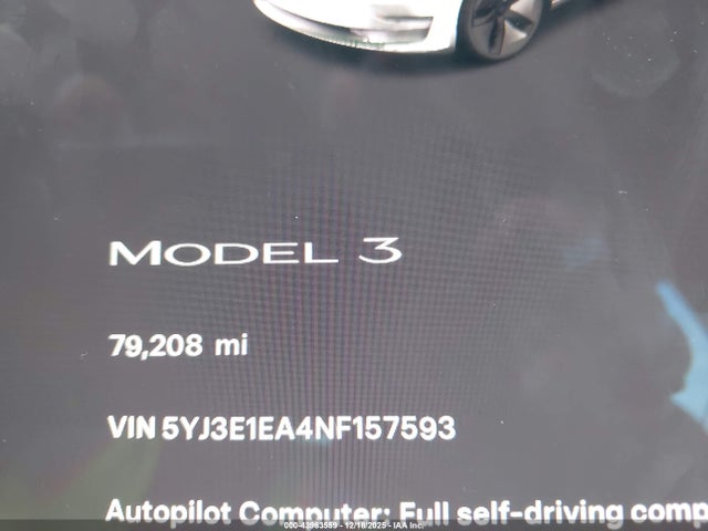 2022 TESLA MODEL 3 5YJ3E1EA4NF157593 Photo 6