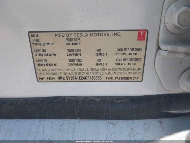 2016 TESLA MODEL S 5YJSA1E24GF150856 Photo 8