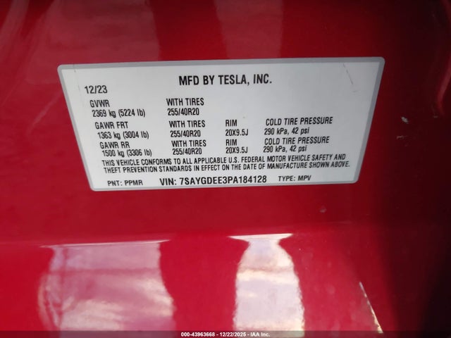 2023 TESLA MODEL Y 7SAYGDEE3PA184128 Photo 8