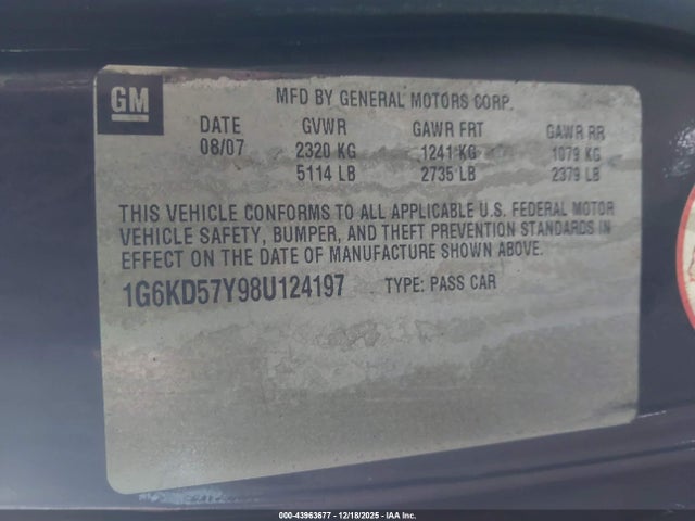 2008 CADILLAC DTS 1G6KD57Y98U124197 Photo 8