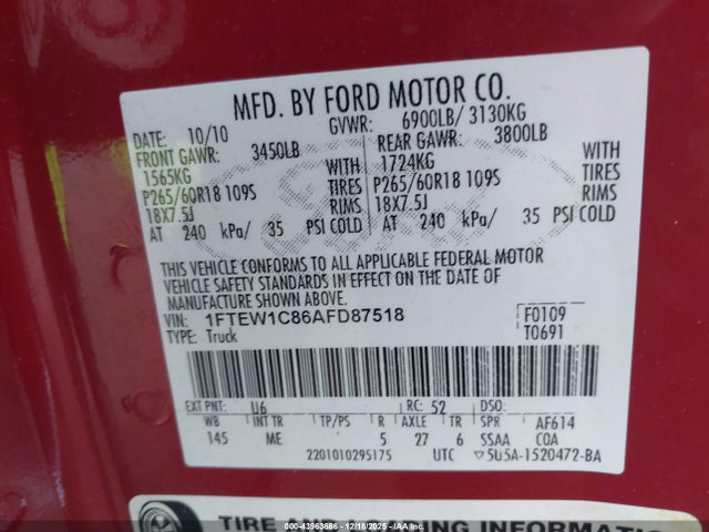 2010 FORD F-150 1FTEW1C86AFD87518 Photo 8