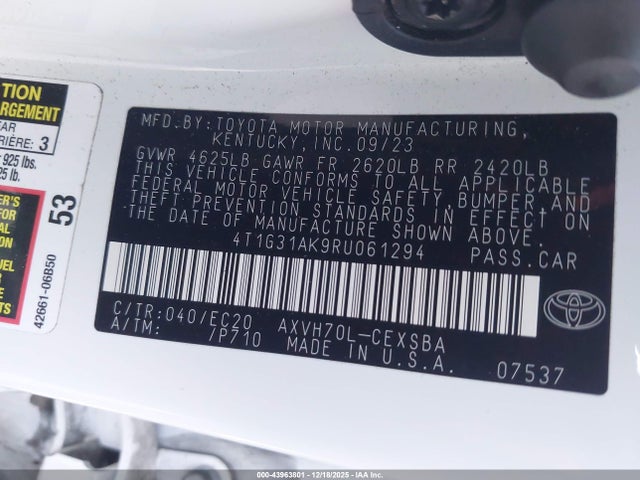 2024 TOYOTA CAMRY HYBRID 4T1G31AK9RU061294 Photo 8
