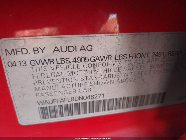 2013 AUDI A4 WAUFFAFL8DN048271 Photo 8