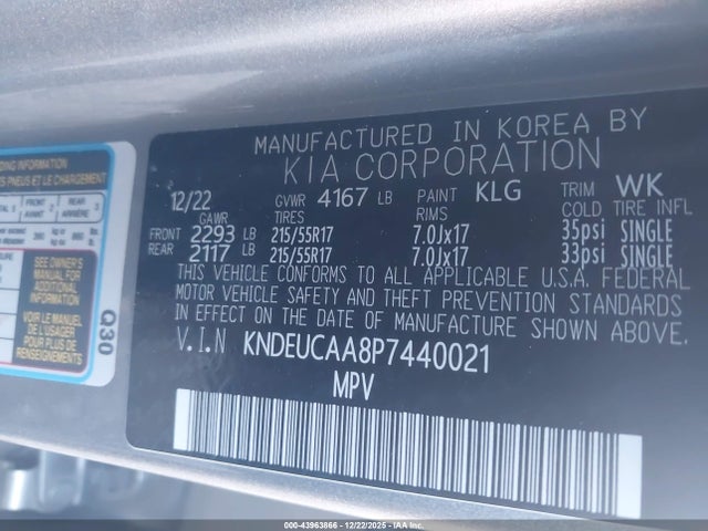 43963866 :رقم المزاد ، KNDEUCAA8P7440021 vin ، 2023 Kia Seltos S مزاد بيع