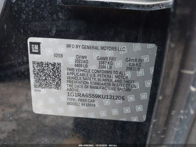 2019 CHEVROLET VOLT 1G1RA6S59KU131206 Photo 8