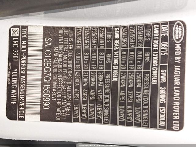 2016 LAND ROVER DISCOVERY SPORT SALCT2BG7GH550990 Photo 8