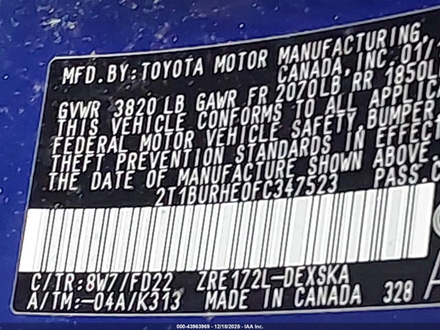 Toyota Corolla S Plus 2015 2T1BURHE0FC347523 Image 9