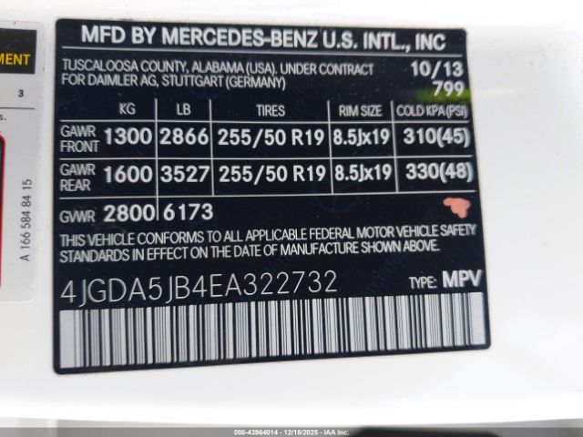 2014 MERCEDES-BENZ ML 350 4JGDA5JB4EA322732 Photo 8