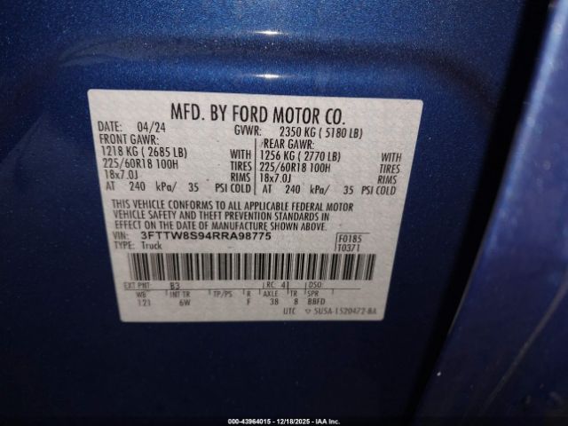 2024 FORD MAVERICK 3FTTW8S94RRA98775 Photo 8