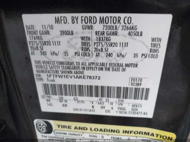 2010 FORD F-150 1FTFW1EV1AKE78372 Photo 8