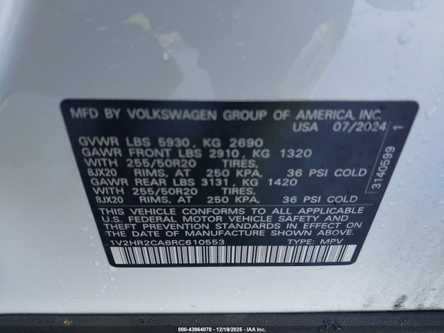 2024 VOLKSWAGEN ATLAS 1V2HR2CA6RC610553 Photo 8