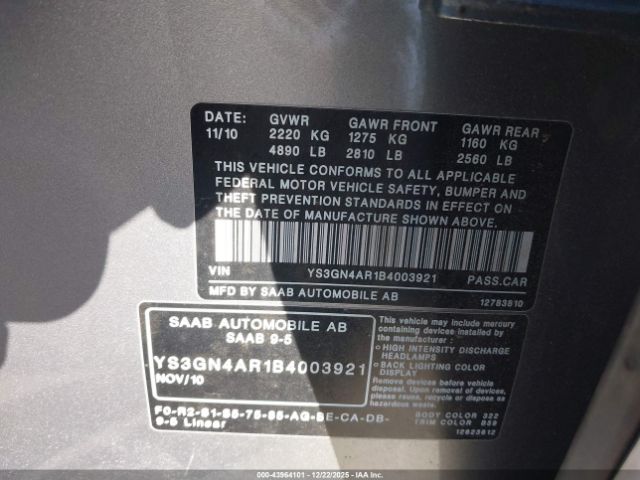2011 SAAB 9-5 YS3GN4AR1B4003921 Photo 8
