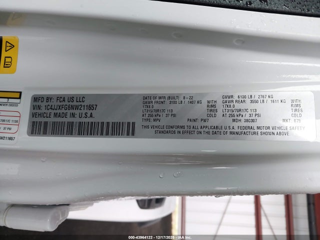1C4JJXFG6NW211657 Jeep Wrangler Unlimited Rubicon 4x4