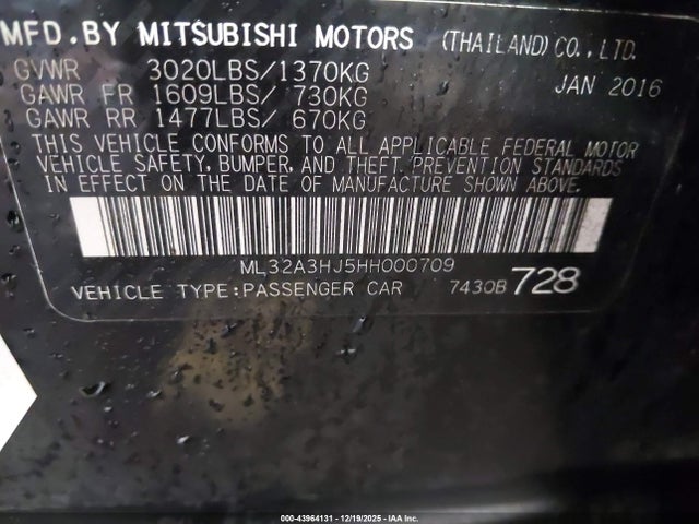 2017 MITSUBISHI MIRAGE ML32A3HJ5HH000709 Photo 8