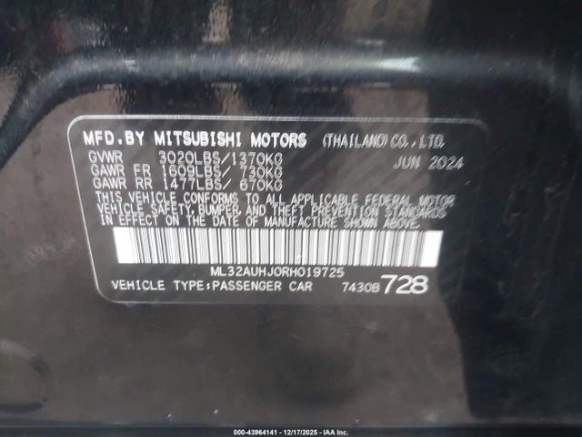 2024 MITSUBISHI MIRAGE ML32AUHJ0RH019725 Photo 8