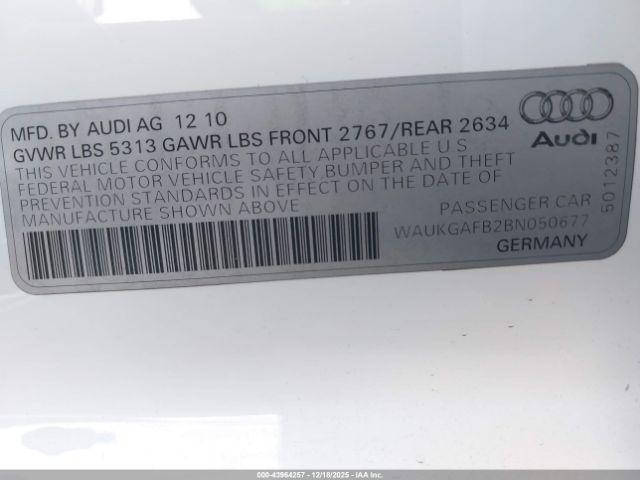 2011 AUDI A6 WAUKGAFB2BN050677 Photo 8