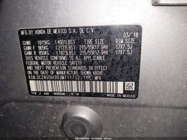 2018 HONDA HR-V 3CZRU5H30JM711732 Photo 8