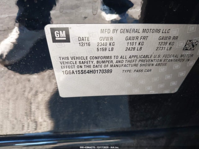 2017 CADILLAC CTS-V 1G6A15S64H0170389 Photo 8