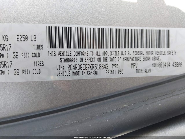 2019 DODGE GRAND CARAVAN 2C4RDGEG7KR518643 Photo 8