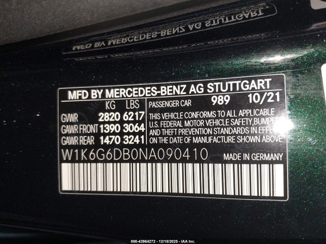 2022 MERCEDES-BENZ S 500 W1K6G6DB0NA090410 Photo 8