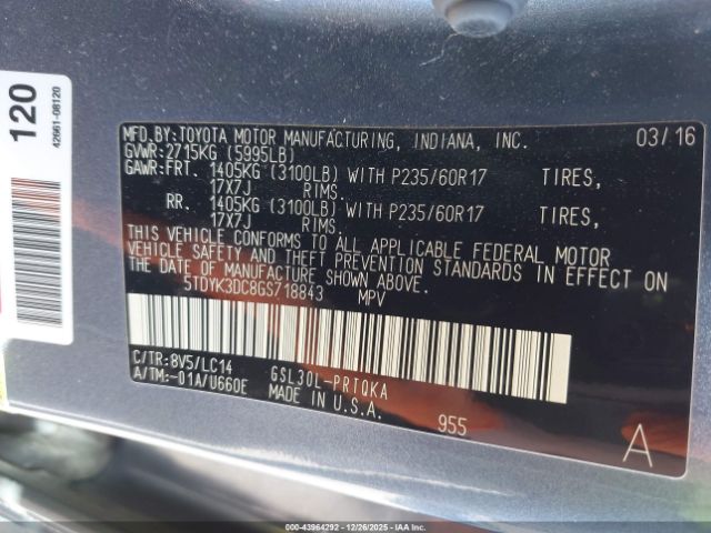 2016 TOYOTA SIENNA 5TDYK3DC8GS718843 Photo 8