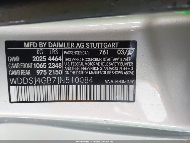 Продаж на аукціоні авто 2018 Mercedes-benz Cla 250 4matic, vin: WDDSJ4GB7JN510084, номер лоту: 43964297