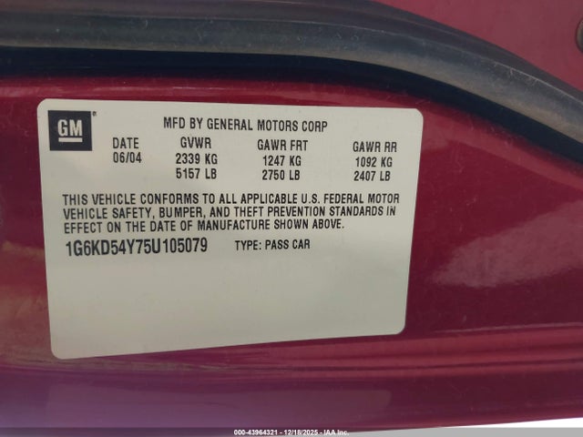 2005 CADILLAC DEVILLE 1G6KD54Y75U105079 Photo 8