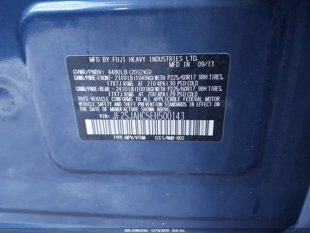 JF2SJAHC5EH500143 Subaru Forester 2.5i Limited