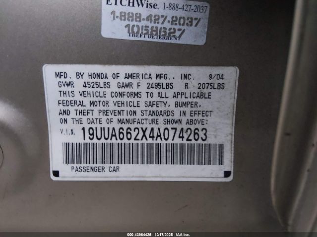 2004 ACURA TL 19UUA662X4A074263 Photo 8