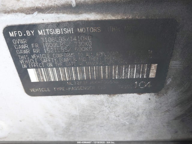 2019 MITSUBISHI MIRAGE G4 ML32F3FJ6KHF09559 Photo 8