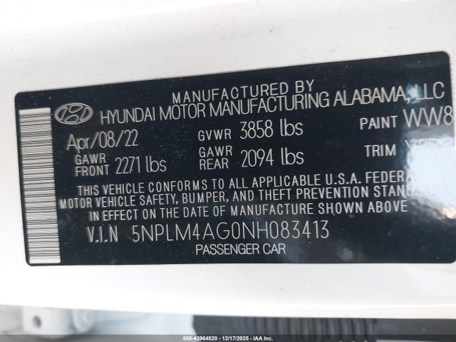 Hyundai ELANTRA SEL 2022 5NPLM4AG0NH083413 Image 9