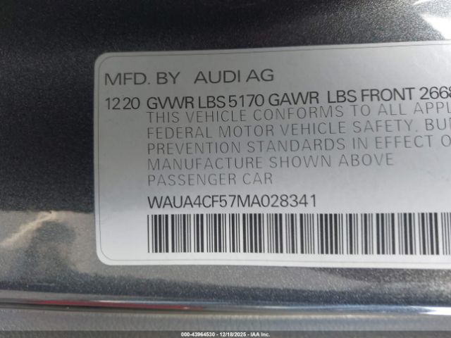 2021 AUDI S5 SPORTBACK WAUA4CF57MA028341 Photo 8