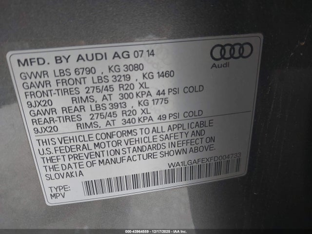 2015 AUDI Q7 WA1LGAFEXFD004733 Photo 8