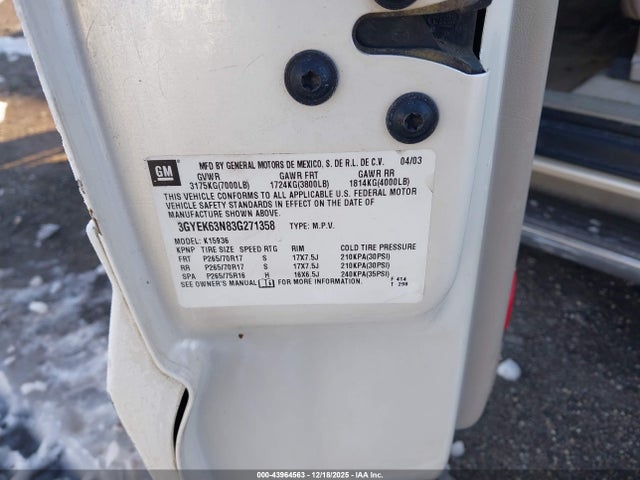 2003 CADILLAC ESCALADE EXT 3GYEK63N83G271358 Photo 8