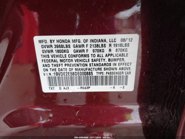 2013 ACURA ILX 19VDE2E58DE000885 Photo 8