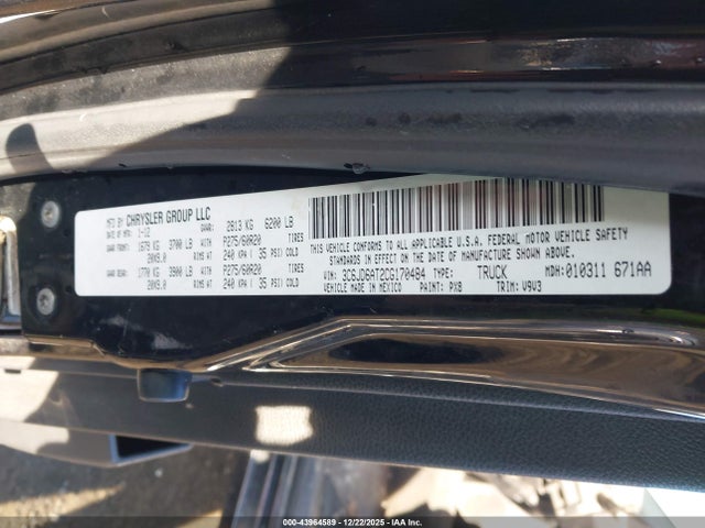 Продаж на аукціоні авто 2012 Ram 1500 St, vin: 3C6JD6AT2CG170484, номер лоту: 43964589