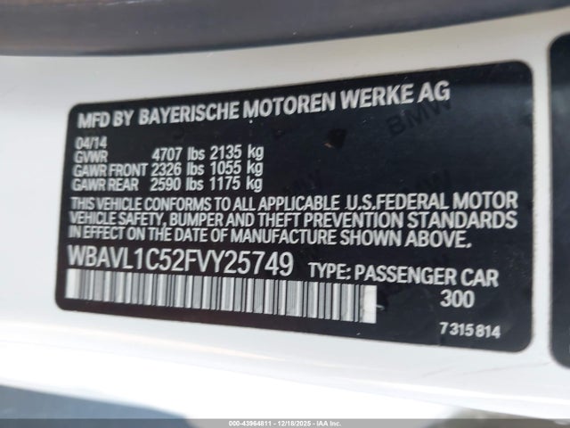 Продаж на аукціоні авто 2015 Bmw X1 Xdrive28i, vin: WBAVL1C52FVY25749, номер лоту: 43964811