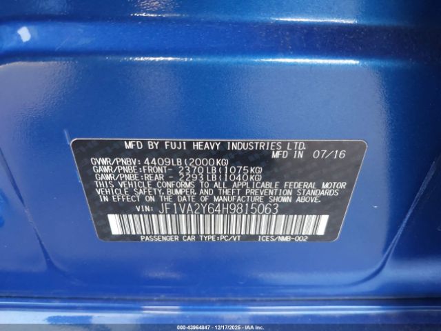 2017 SUBARU WRX STI JF1VA2Y64H9815063 Photo 8