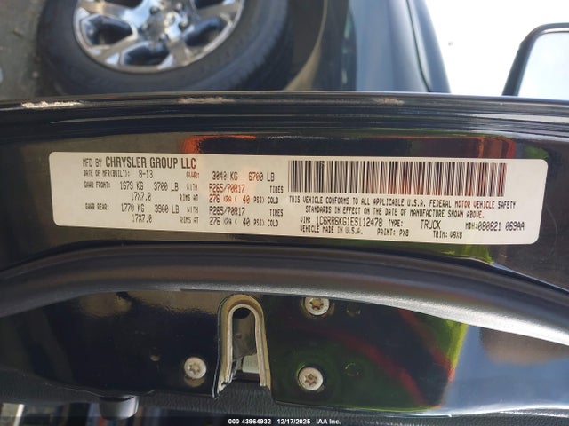 43964932 :رقم المزاد ، 1C6RR6KG1ES112478 vin ، 2014 Ram 1500 Tradesman مزاد بيع