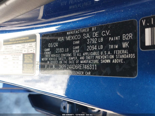 3KPF24AD6RE746311 KIA Forte Lxs