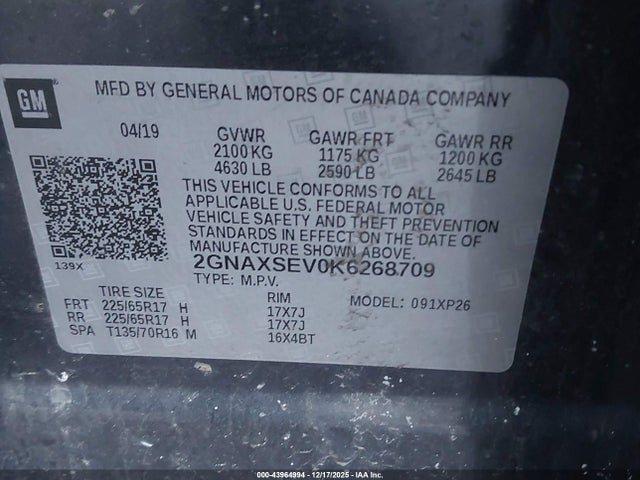 Chevrolet EQUINOX LS 2019 2GNAXSEV0K6268709 Image 9