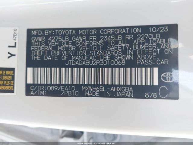 2024 TOYOTA PRIUS JTDADABU2R3010068 Photo 8