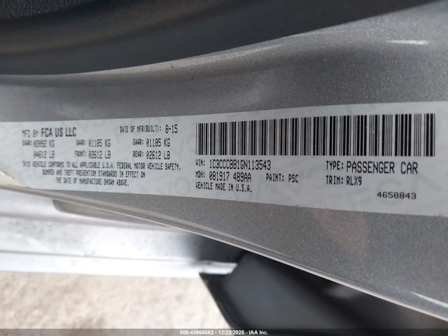 Продаж на аукціоні авто 2016 Chrysler 200 S, vin: 1C3CCCBB1GN113543, номер лоту: 43965082
